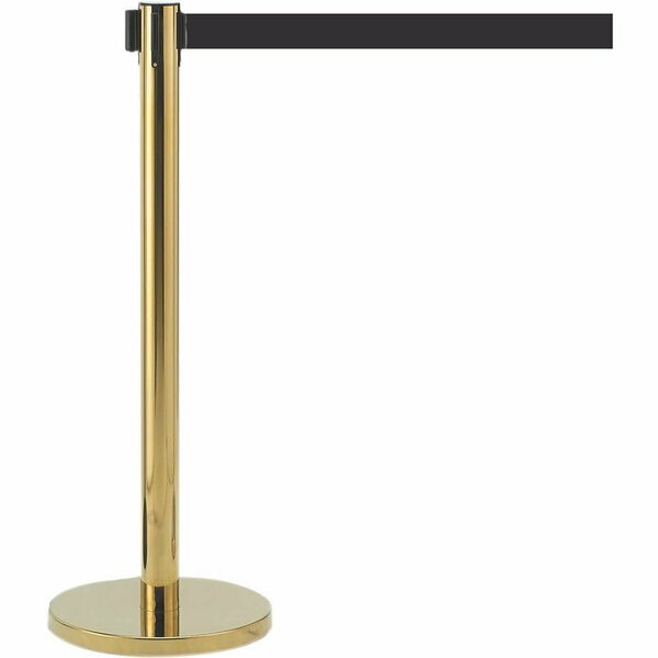 Aarco Form-A-Line System With 7' Slow Retracting Belt, Brass Finish with Black Belt. HB-7BK
